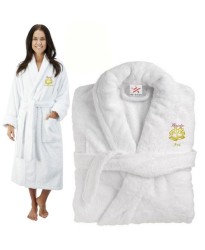 Deluxe Terry cotton with bride bells design CUSTOM TEXT Embroidery bathrobe